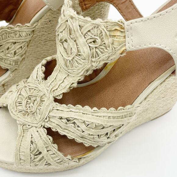 Lucky Brand Ridgeview Macrame Platform Wedge Sandal Cream Tan 8 - Picture 9 of 10